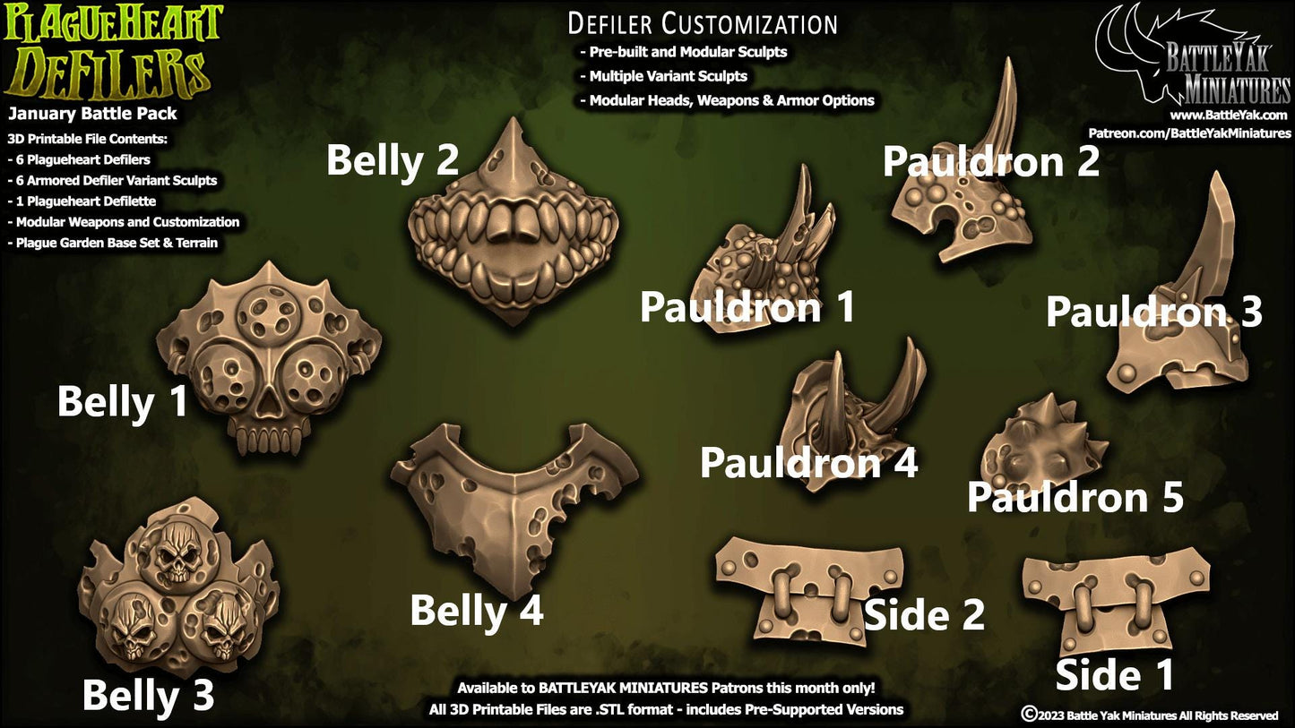 Plagueheart Defilers Gear, Customisation Pack - 32mm Scale (11 Variants Available) - Battle Yak