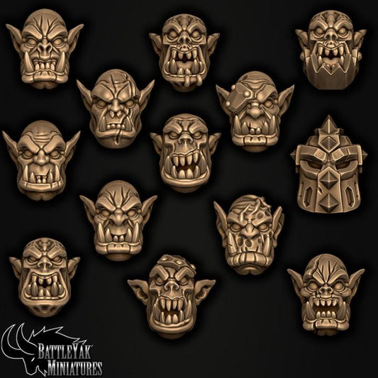 Ironskarn Warhorde Heads, Customisation Pack - 28mm Scale (13 Variants Available) - Battle Yak