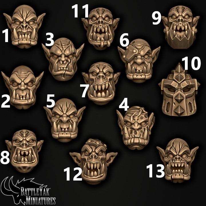 Ironskarn Warhorde Heads, Customisation Pack - 32mm Scale (13 Variants Available) - Battle Yak