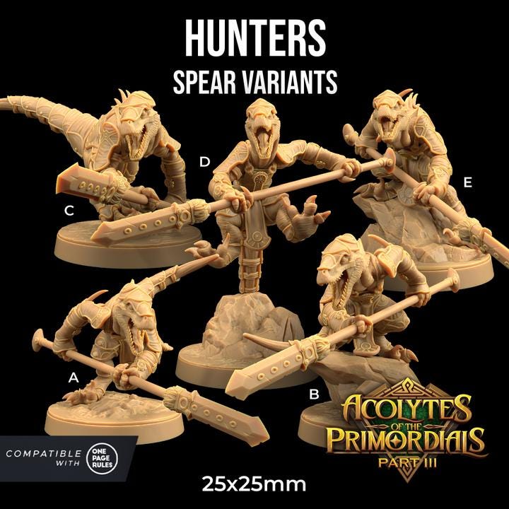 Primordial Hunters, Spear Squad (5 Variants Available) - Dragon Trapper's Lodge