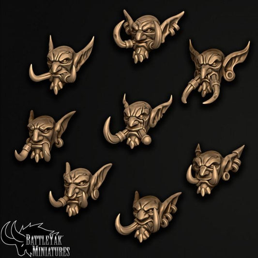 Trollkin Male Heads, Customisation Pack - 28mm Scale (16 Variants Available) - Battle Yak