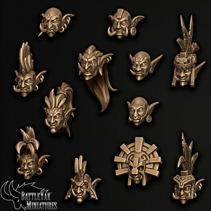 Trollkin Female Heads, Customisation Pack - 28mm Scale (12 Variants Available) - Battle Yak