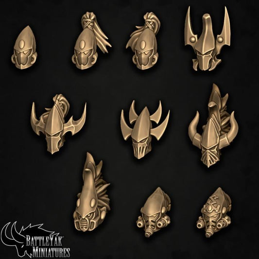 Eldarch Helmets, Customisation Pack - 32mm Scale (21 Variants Available) - Battle Yak