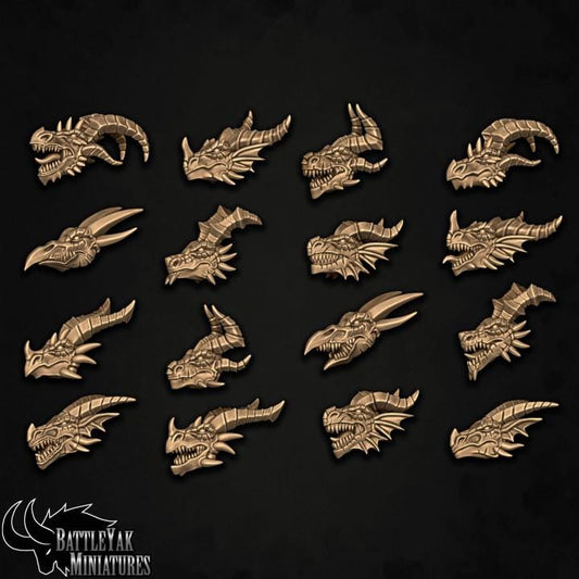 Drakkisan Wyrmspawn Heads, Customisation Pack - 32mm Scale (16 Variants Available) - Battle Yak