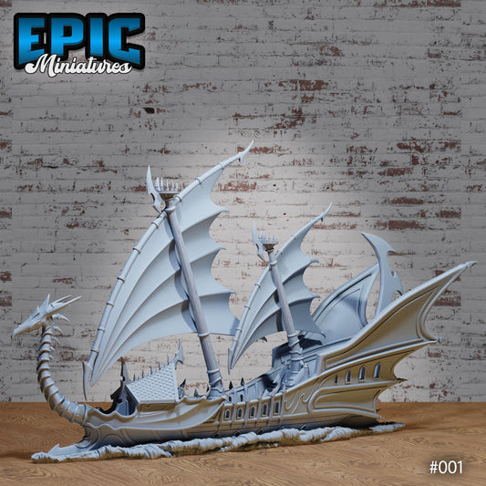 Dark Elf Ship, The Crescent (Playable Terrain Piece) - Epic Miniatures