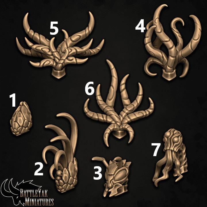 Uldrazan Biomancer Heads, Customisation Pack - 28mm Scale (7 Variants Available) - Battle Yak