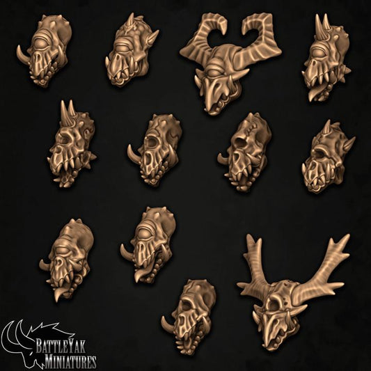 Deviaan Primeval Heads, Customisation Pack - 28mm Scale (12 Variants Available) - Battle Yak