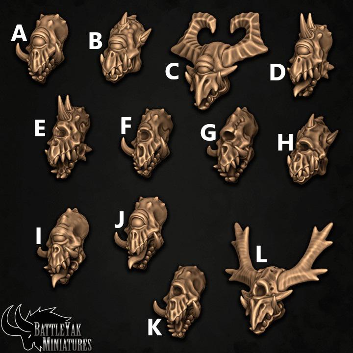 Deviaan Primeval Heads, Customisation Pack - 32mm Scale (12 Variants Available) - Battle Yak