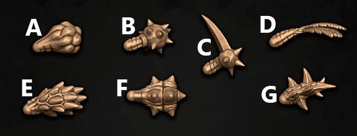 Deviaan Primeval Tail Tips, Customisation Pack (7 Variants Available) - Battle Yak