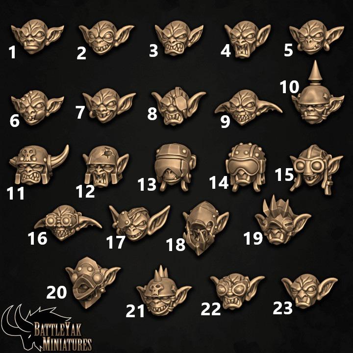 Skumgrot Heads, Customisation Pack - 32mm Scale (23 Variants Available) - Battle Yak