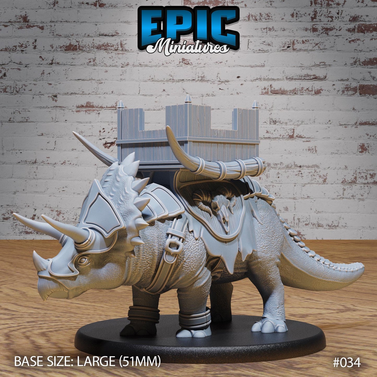 Lizardfolk Army, Triceratops (3 Variants Available) - Epic Miniatures