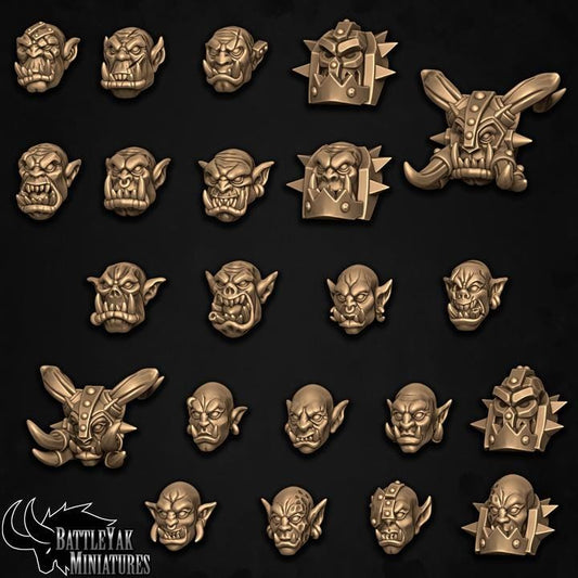 Ironskarne Warhorde Firestorm Heads, Customisation Pack - 28mm Scale (22 Variants Available) - Battle Yak