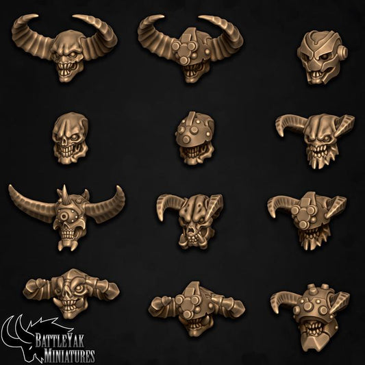 Infernal Hellcog Heads, Customisation Pack - 28mm Scale (12 Variants Available) - Battle Yak