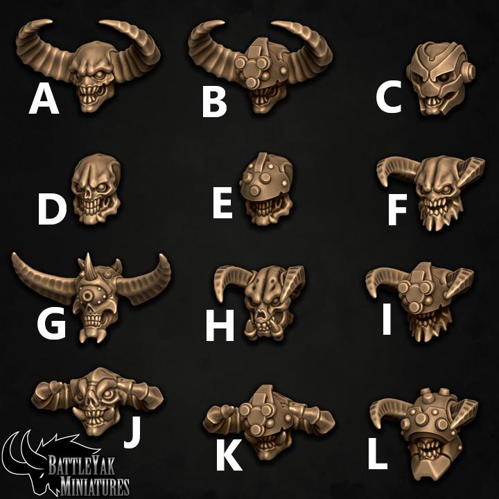 Infernal Hellcog Heads, Customisation Pack - 32mm Scale (12 Variants Available) - Battle Yak