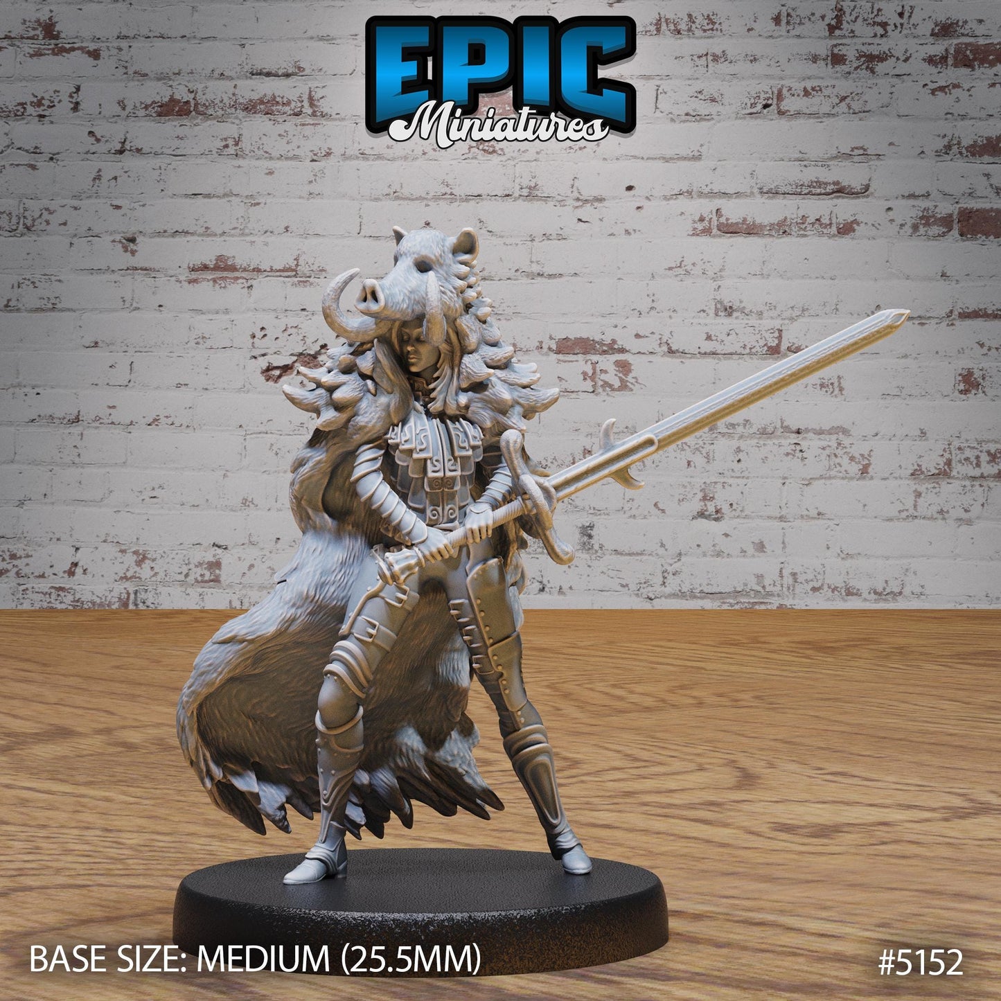 Boar Coat Warrior Lady (3 Variants Available) - Epic Miniatures