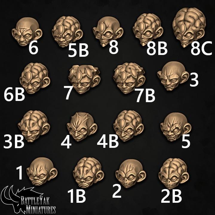 Dioraz Deepmind Heads, Customisation Pack - 32mm Scale (17 Variants Available) - Battle Yak