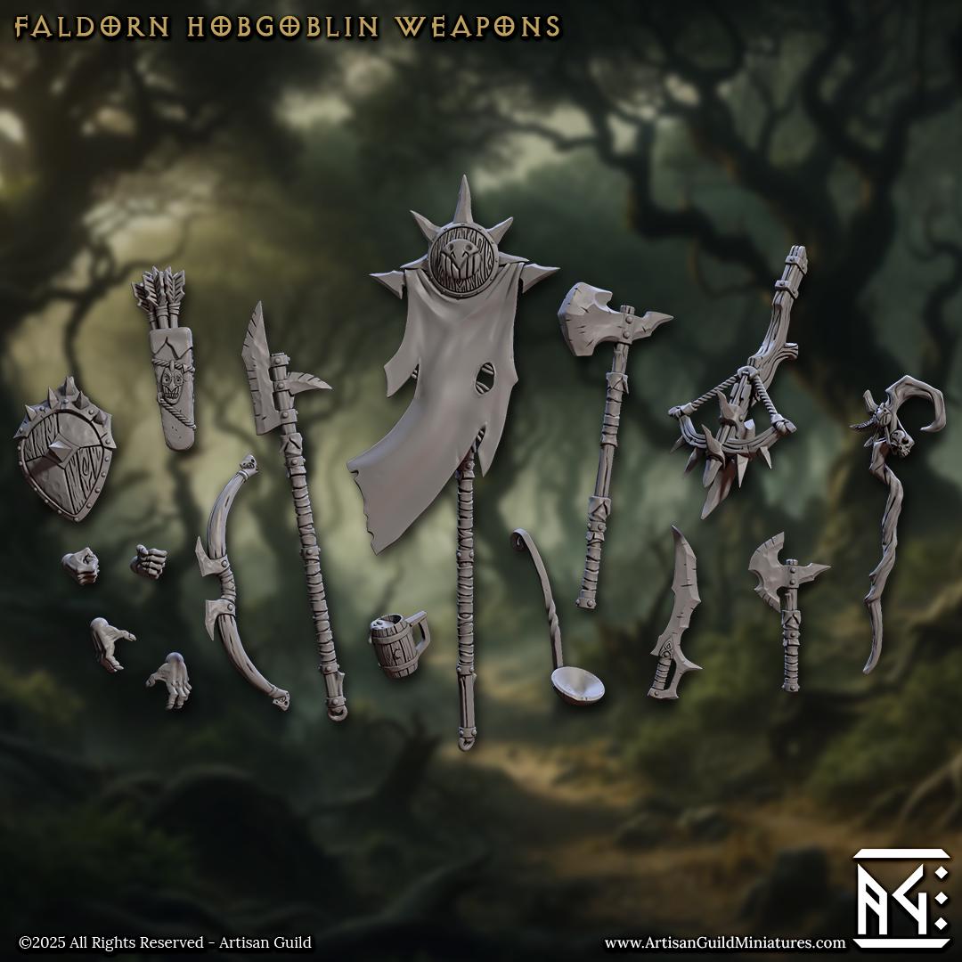 Faldorn Hobgoblin Hands and Weapons, 32mm Scale (16 Variants Available) - Artisan Guild