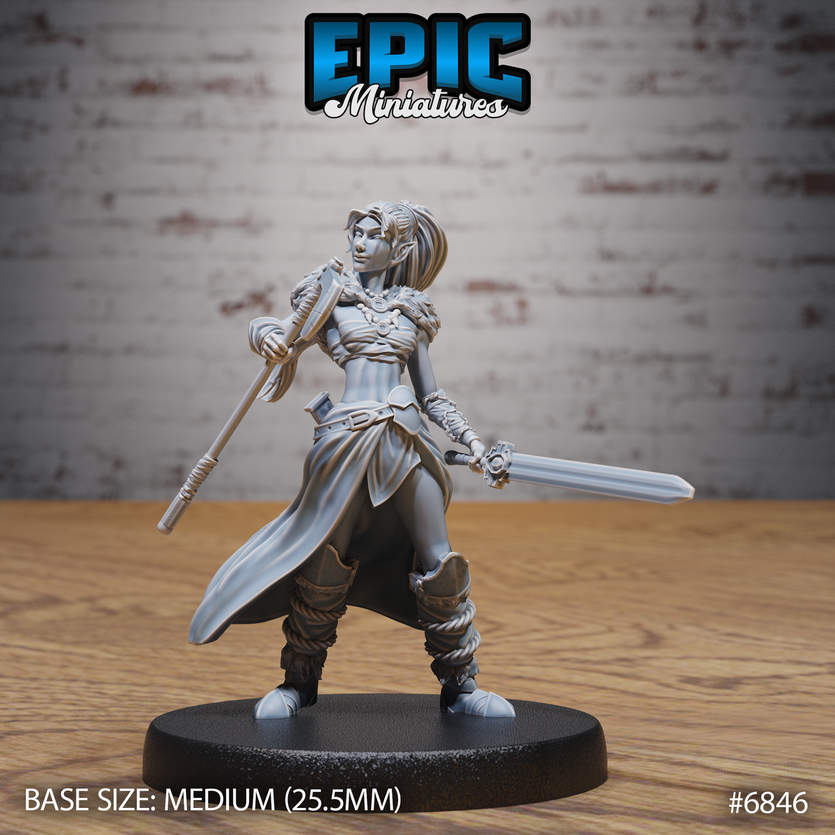 Elven Barbarian, Female (3 Variants Available) - Epic Miniatures