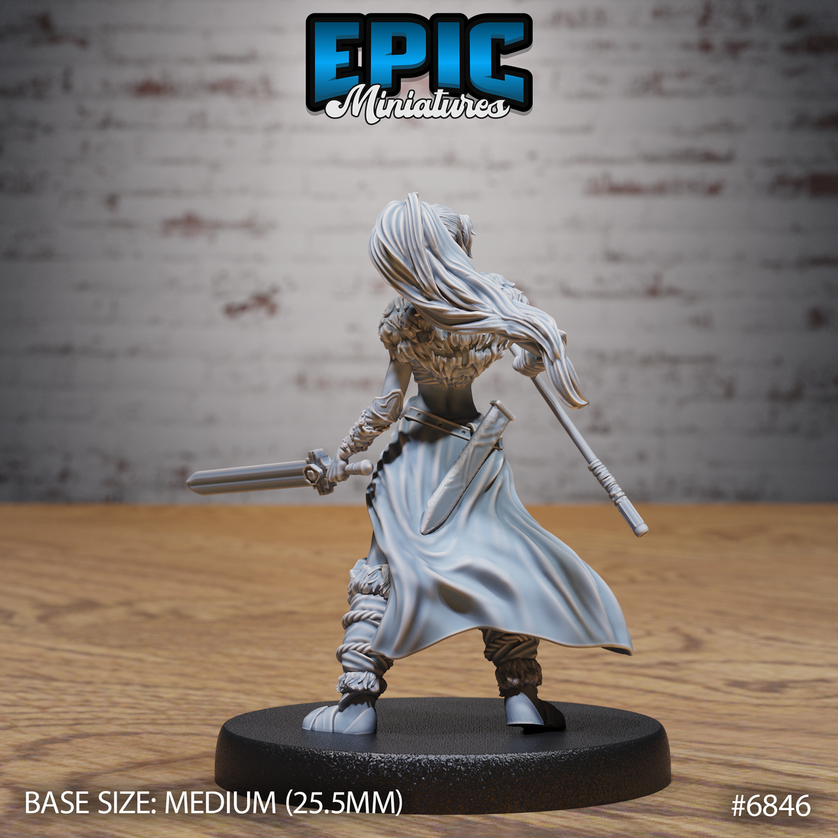 Elven Barbarian, Female (3 Variants Available) - Epic Miniatures