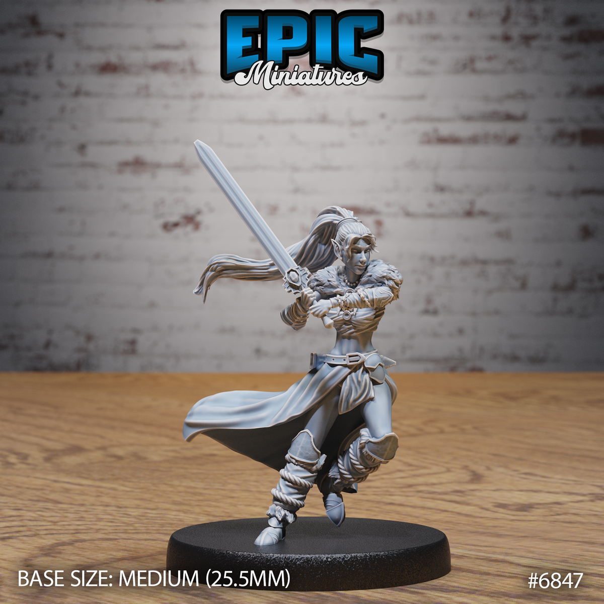Elven Barbarian, Female (3 Variants Available) - Epic Miniatures
