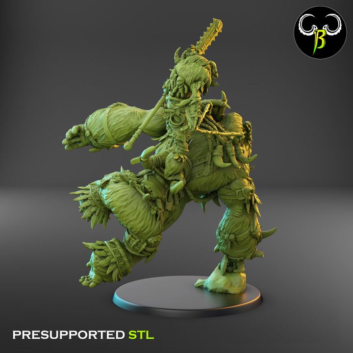 Khalambre + Grol'Jin, Troll Hero and Giant Ape Mount (2 Variants Available) - Clay Beast Creations