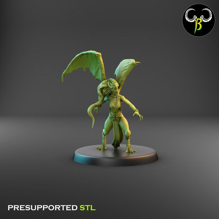 Dark Raptors - Bat-Winged Harpies, Claw Squad (7 Variants Available) - Clay Beast Creations