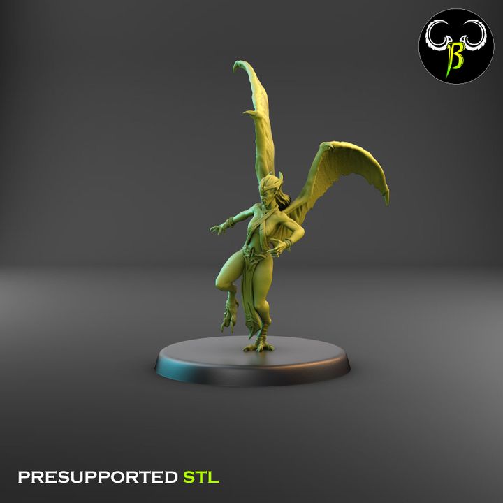 Dark Raptors - Bat-Winged Harpies, Claw Squad (7 Variants Available) - Clay Beast Creations
