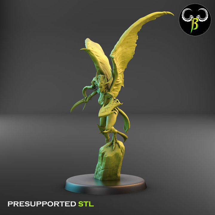 Dark Raptors - Bat-Winged Harpies, Weapon Squad (7 Variants Available) - Clay Beast Creations