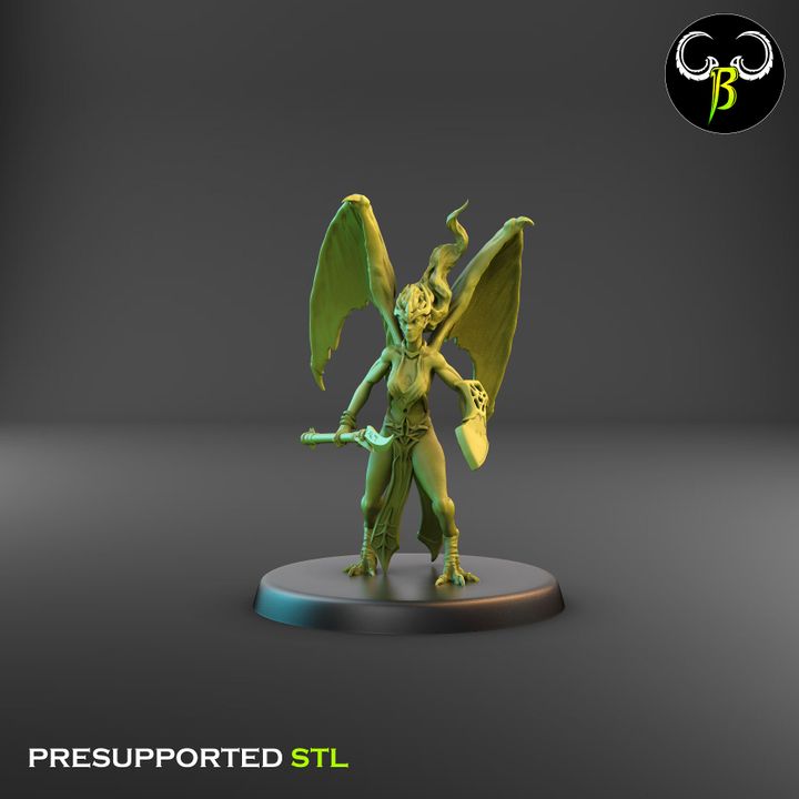 Dark Raptors - Bat-Winged Harpies, Weapon Squad (7 Variants Available) - Clay Beast Creations