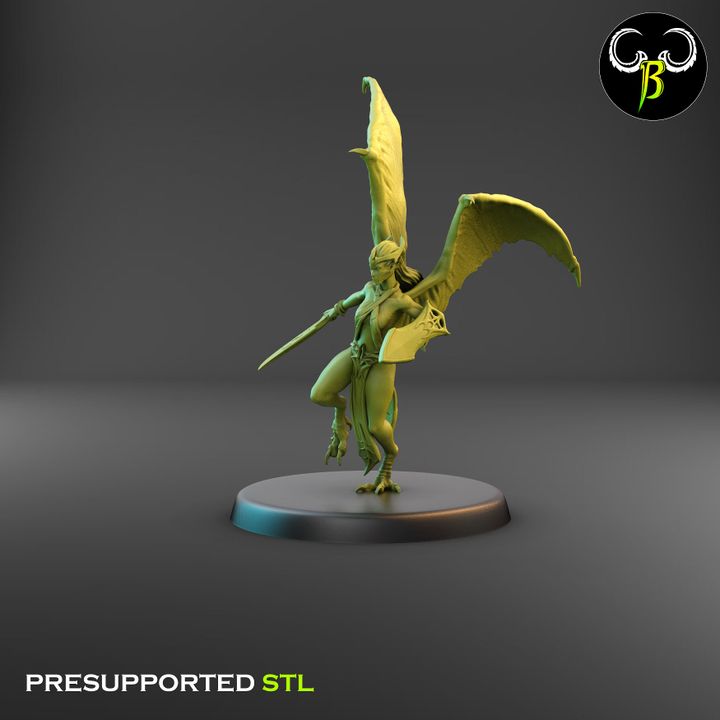 Dark Raptors - Bat-Winged Harpies, Weapon Squad (7 Variants Available) - Clay Beast Creations