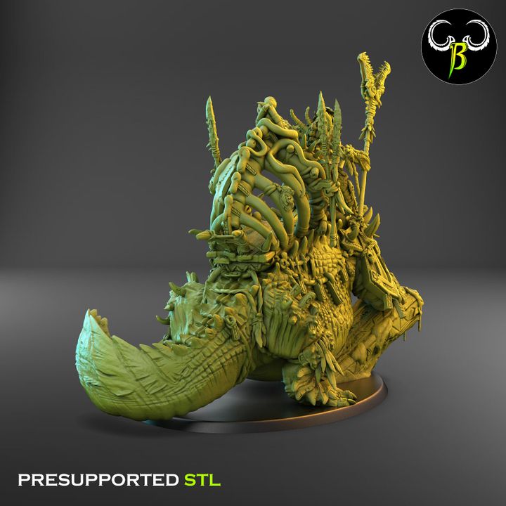 Def'Jaws, Giant Crocodile with Troll Rider - Clay Beast Creations