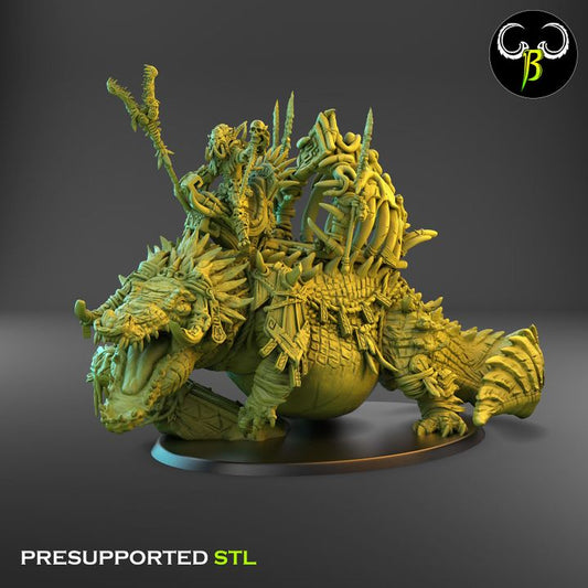 Def'Jaws, Giant Crocodile with Troll Rider - Clay Beast Creations