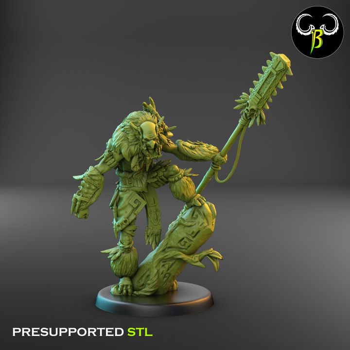 Khalambre + Grol'Jin, Troll Hero and Giant Ape Mount (2 Variants Available) - Clay Beast Creations