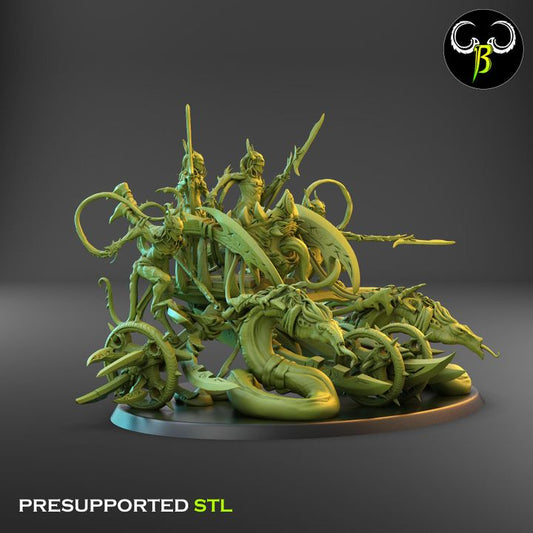 Skin Flayers, Snake-Drawn Demon Chariots (3 Variants Available) - Clay Beast Creations