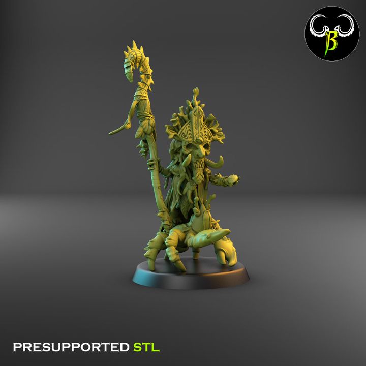 Jellyfetich, Tikki Spirit Shaman with Crab Stand - Clay Beast Creations
