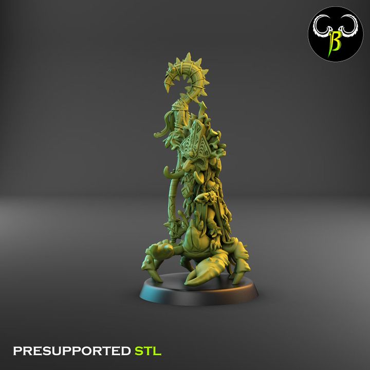 Jellyfetich, Tikki Spirit Shaman with Crab Stand - Clay Beast Creations
