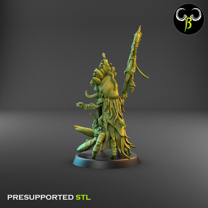 Jellyfetich, Tikki Spirit Shaman with Crab Stand - Clay Beast Creations