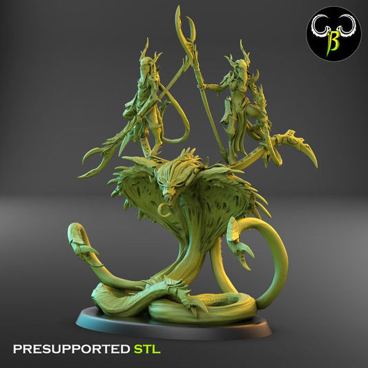 Mesmerazor (Snake Manta Beast with Demon Riders) - Clay Beast Creations