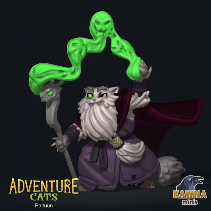 Paltuun Warlock - Cat Folk Pact Magician (2 Variants Available) - Kawna Minis