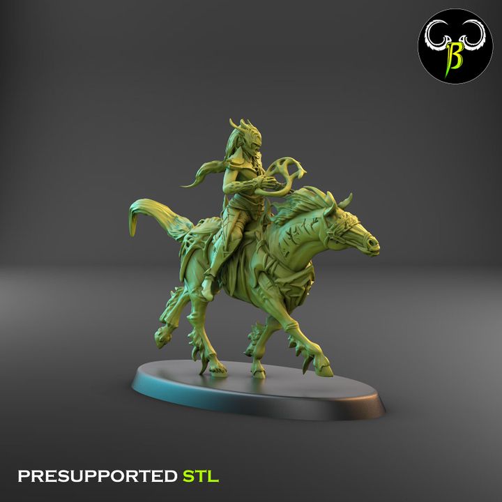 Silk Cabalists, Dark Elf Cavalry Squad (7 Variants Available) - Clay Beast Creations