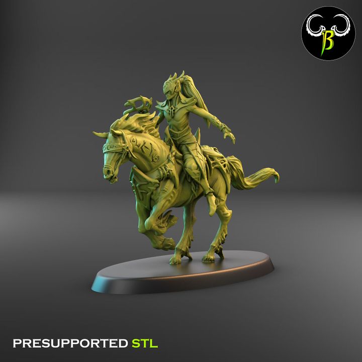 Silk Cabalists, Dark Elf Cavalry Squad (7 Variants Available) - Clay Beast Creations