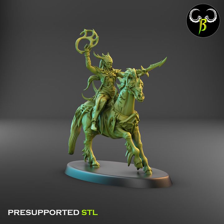Silk Cabalists, Dark Elf Cavalry Squad (7 Variants Available) - Clay Beast Creations