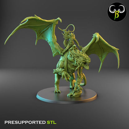 Slavemaster and Black Fury, Dark Elf Lord and Drake Mount - Clay Beast Creations