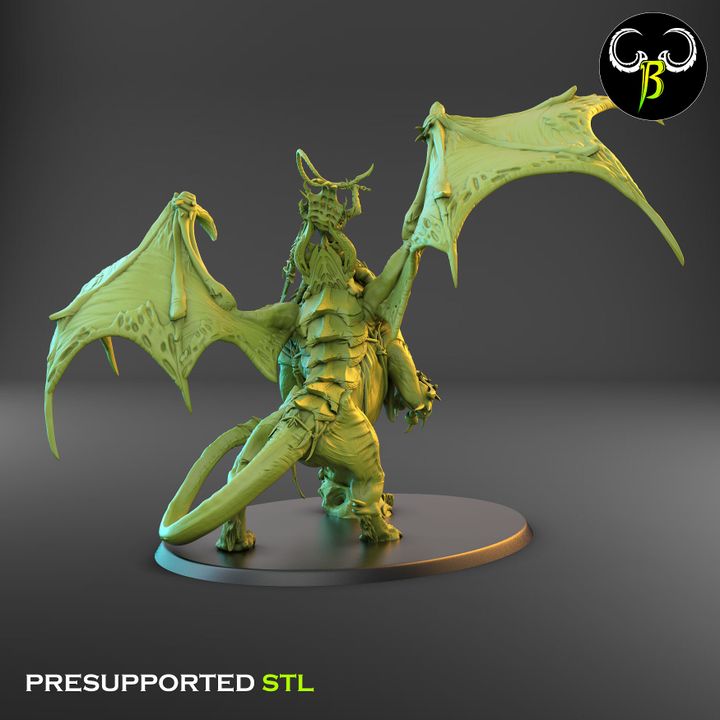 Slavemaster and Black Fury, Dark Elf Lord and Drake Mount - Clay Beast Creations