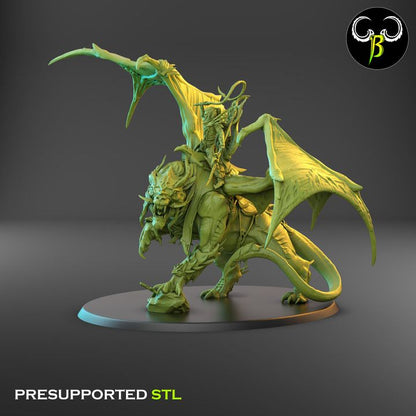 Slavemaster and Black Fury, Dark Elf Lord and Drake Mount - Clay Beast Creations