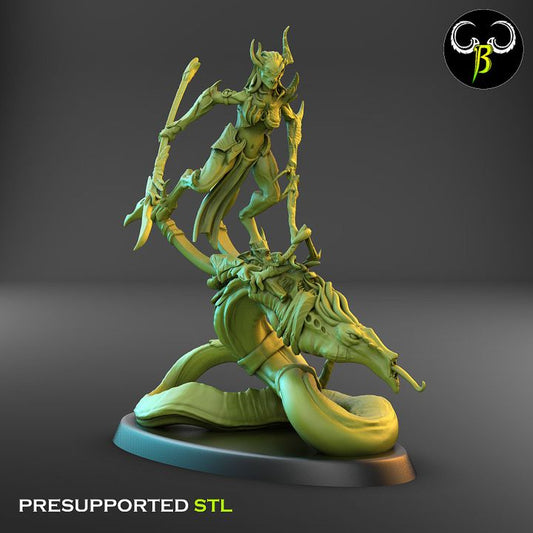 Soul Reavers, Female - Snake-Riding Demons (6 Variants Available) - Clay Beast Creations
