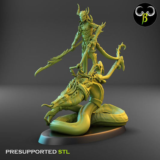 Soul Reavers, Male - Snake-Riding Demons (6 Variants Available) - Clay Beast Creations