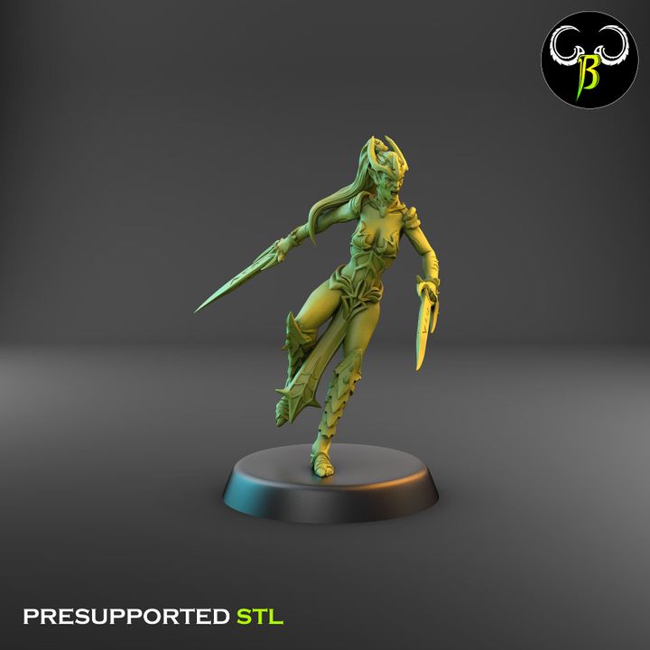 Spider Cultists, Dark Elf Double Blade Squad (9 Variants Available) - Clay Beast Creations