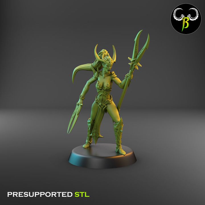 Spider Cultist Leaders, Dark Elf Melee Squad (4 Variants Available) - Clay Beast Creations