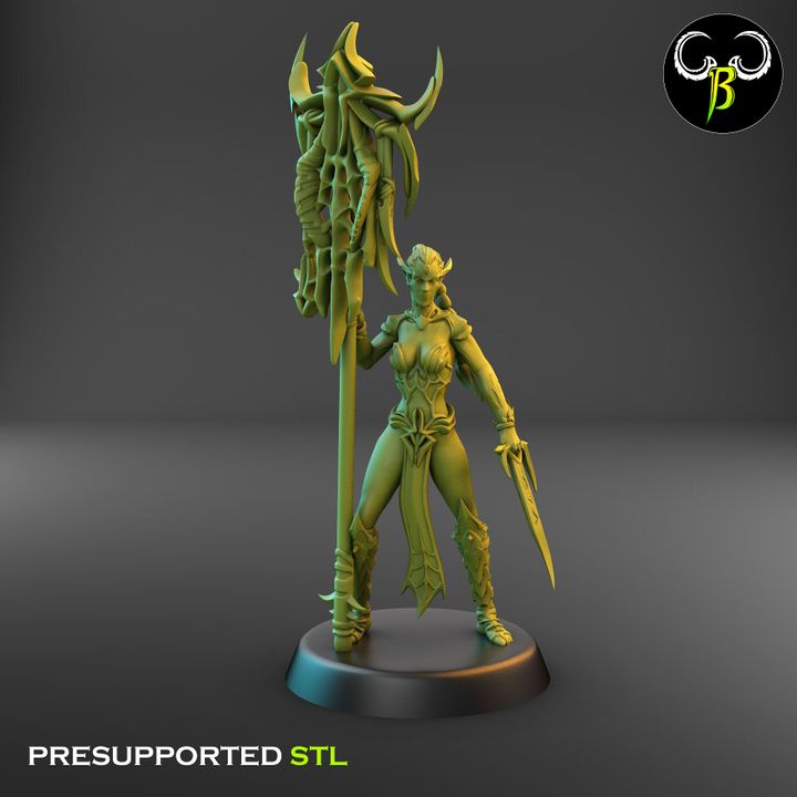 Spider Cultist Leaders, Dark Elf Melee Squad (4 Variants Available) - Clay Beast Creations